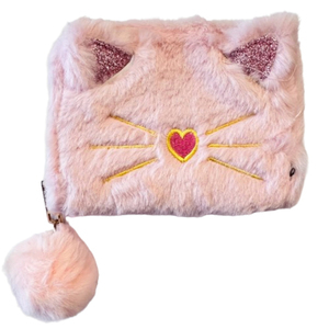 Children's fur wallet for girls pink