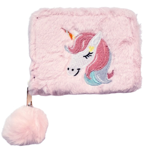 Children's fur wallet for girls pink