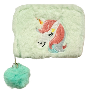 Children's fur wallet for girls mint