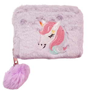 Children's fur wallet for girls lila