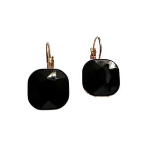 Γυναικείο σκουλαρίκι  Μαύρη πέτρα ατσάλι 316L ροζ χρυσό bode02127