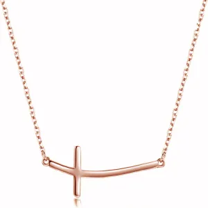 Womens necklace cross steel 316 L rose gold