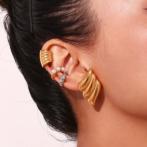 Women's earrings Wings  steel 316L gold bode 02671