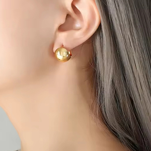 Women's earrings ball shaped steel 316L gold 