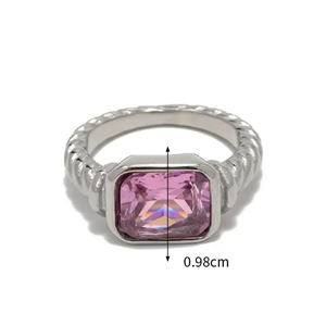 Γυναικείο δαχτυλίδι  Μονόπετρο Ροζ Πέτρα ατσάλι ασημί bode 02906