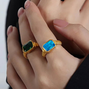 Γυναικείο δαχτυλίδι  Μονόπετρο Τιρκουάζ Πέτρα ατσάλι χρυσό bode 02907