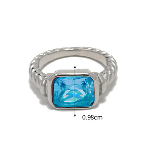 Γυναικείο δαχτυλίδι  Μονόπετρο Τιρκουάζ Πέτρα ατσάλι ασημί bode 02908