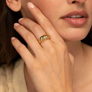 Γυναικείο δαχτυλίδι Vintage 0,8 cm ατσάλι 316L επιχρυσωμένο bode 02909