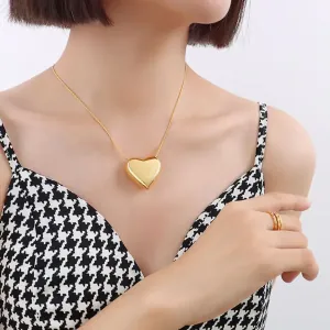Women's necklace Minimalist Hearth steel 316L gold bode 07227