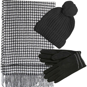 Verde Set Women's Hat and Scarf and gloves one size 12-0441 grey/black