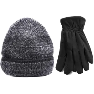 Men's knitted gloves-cap set Verde 12-1100 black