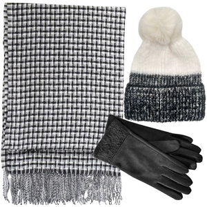 Verde Set Women's Hat and Scarf and gloves one size 12-0439 grey