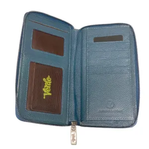 Leather wallet for woman Verde 18-1010 blue