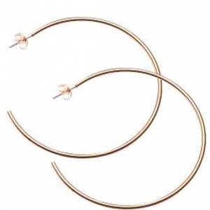 Γυναικεία σκουλαρίκια Art 01942 κρίκοι ατσάλι 316L 6 cm ρόζ-χρυσό 