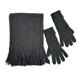 Γυναικείο σετ κασκόλ -γάντια Doca 57128 μαύρο 