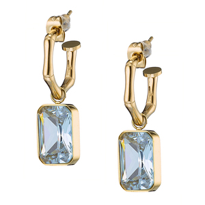 Γυναικεία σκουλαρίκια Λευκές Πέτρες Ζιργκόν ατσάλι 316L χρυσό Art 02185