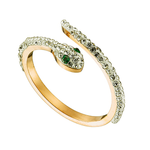 Γυναικείο δαχτυλίδι φίδι με άσπρες πέτρες ατσάλι 316L χρυσό Art 02474