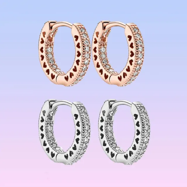 Σκουλαρίκια κρίκοι με πέτρες ζιργκόν ζευγάρι ασήμι 925 σε ροζ χρυσό χρώμα bode 00344