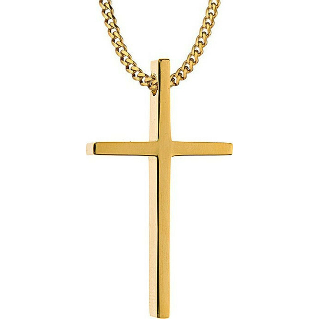Ανδρικός σταυρός με αλυσίδα ατσάλι 316L χρυσό Art 01100