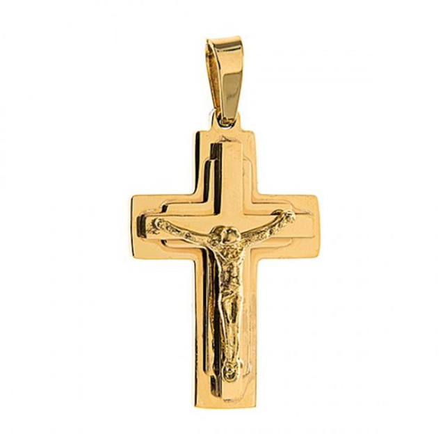 Ανδρικός σταυρός με αλυσίδα Art 01174 ατσάλι 316L χρυσό