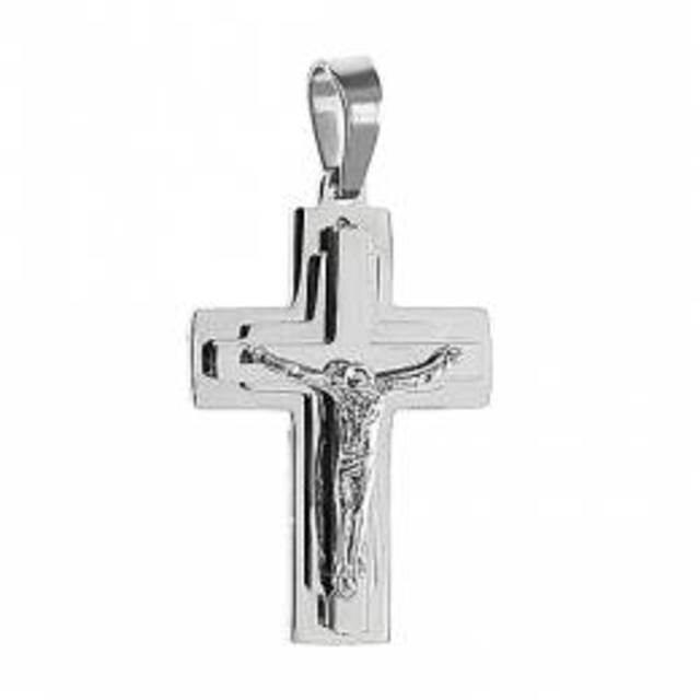 Ανδρικός σταυρός με αλυσίδα ατσάλι 316L ασημί Art 01174
