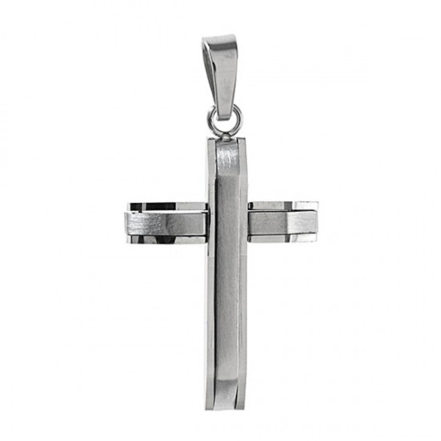 Ανδρικός σταυρός με αλυσίδα Art 01175 ατσάλι 316L ασημί