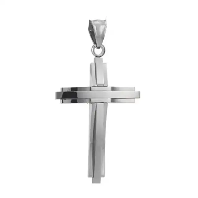  Ανδρικός σταυρός ατσάλι 316L ασημί Art 01203-1