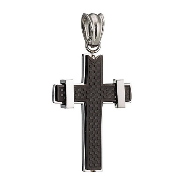 Ανδρικός σταυρός ατσάλι 316L μαύρο-ασημί Art 01206