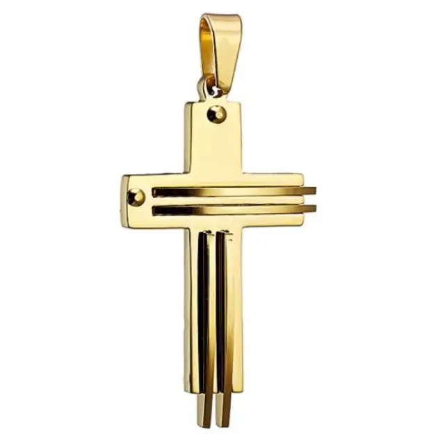 Ανδρικός σταυρός με αλυσίδα ατσάλι 316L χρυσό Art 01239