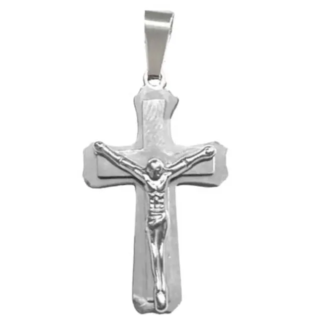 Men's steel cross 316L silver