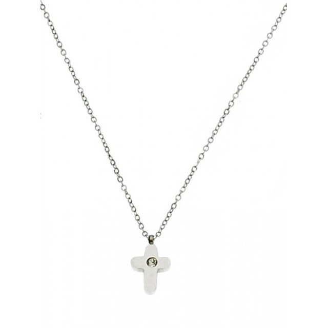 Womens necklace cross steel 316L silver
