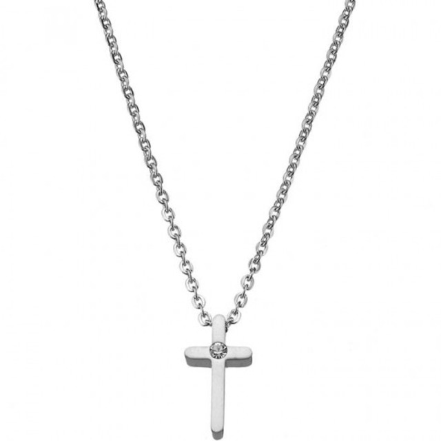 Womens necklace cross steel 316L silver