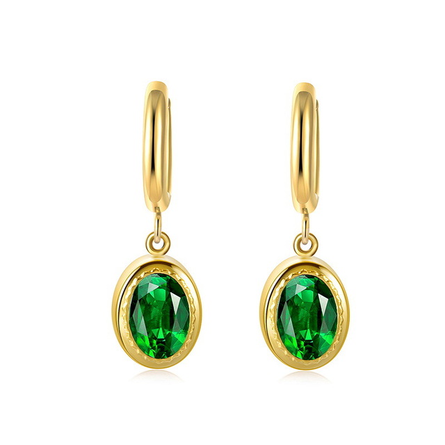 Γυναικεία σκουλαρίκια Πράσινες Πέτρες Ζιργκόν ατσάλι 316L χρυσό bode 01999