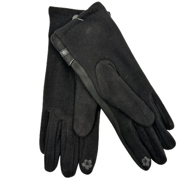 Women's fur neck-gloves set Verde 12-0489 black