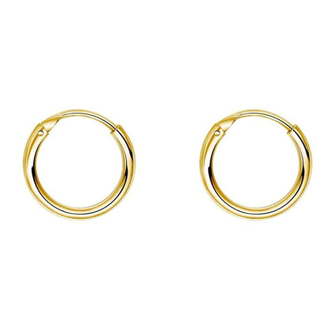 Unisex earrings hoops pair 10mm silver 925 in gold colour