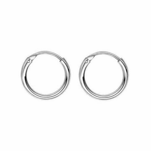 Unisex earrings hoops pair 10mm 316L stainless steel in silver colour
