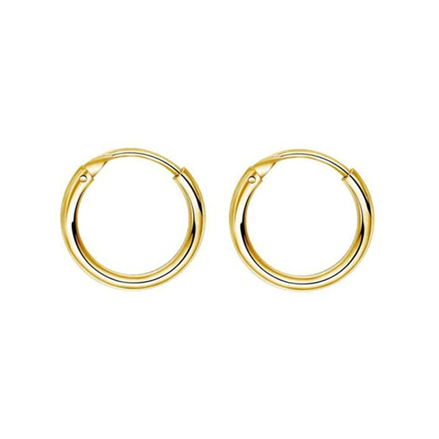 Unisex earrings hoops pair 8mm stainless steel 316L in gold colour