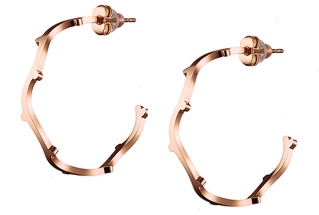 Γυναικεία σκουλαρίκια κρίκοι ατσάλι ροζ-χρυσό Art 02124