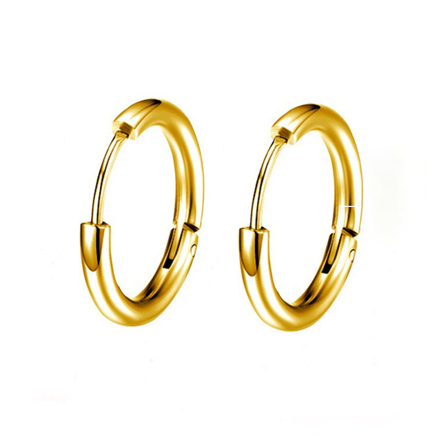 Unisex σκουλαρίκια κρίκοι ζευγάρι 10mm ατσάλι 316L χρυσό Art02098-10