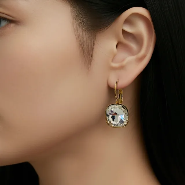 Women's Earrings with White Stone made of 316L Stainless Steel and rose-gold 