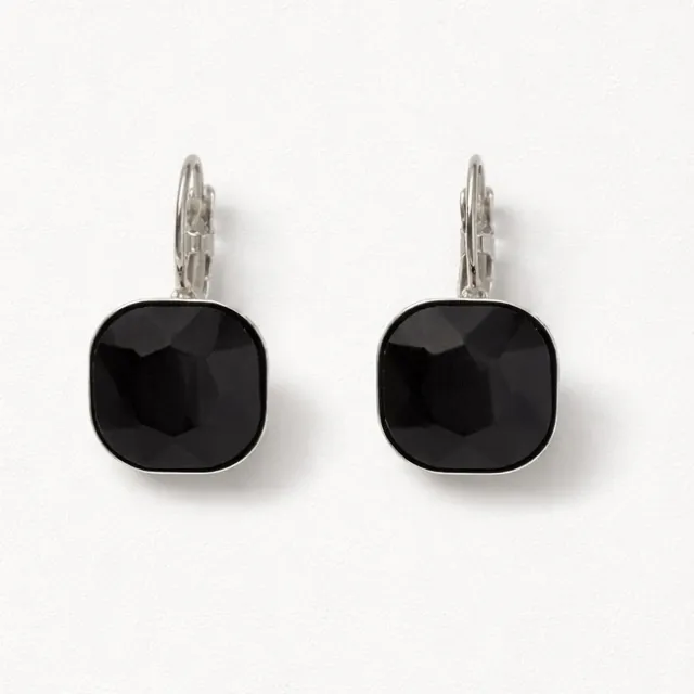 Women's Earrings Black Stone Stainless Steel