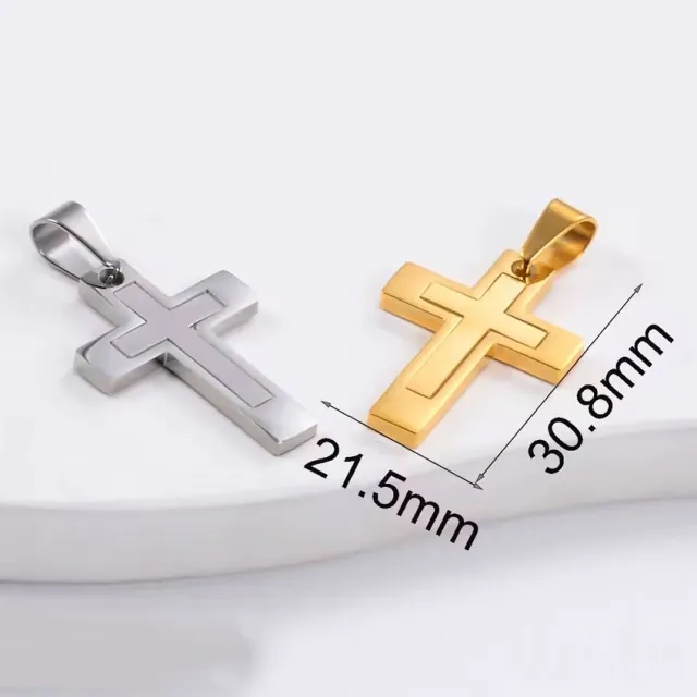 Μens necklace cross steel silver