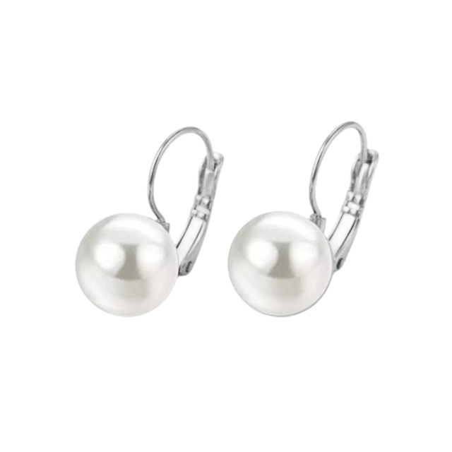 Women's earrings pearls steel 316L white 