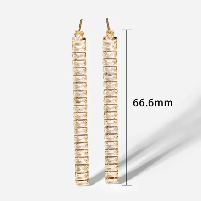 Γυναικεία σκουλαρίκια μακριά με Λευκές Πέτρες ατσάλι 316L χρυσό bode 02210