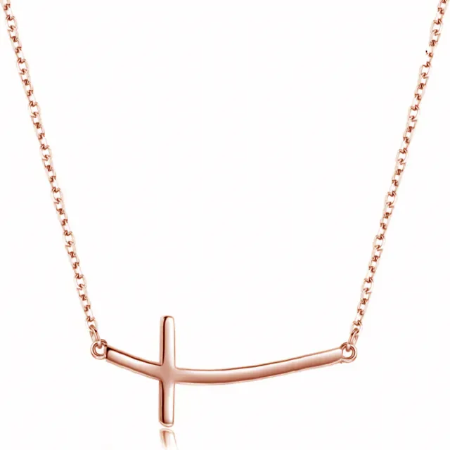 Womens necklace cross steel 316 L rose gold