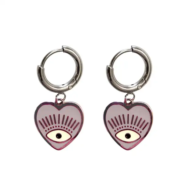 Children's earrings hypoallergenic rings steel 316L lila