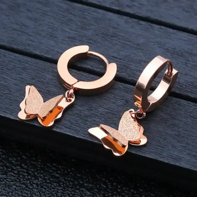 Children's earrings hypoallergenic rings steel 316L rose-gold 