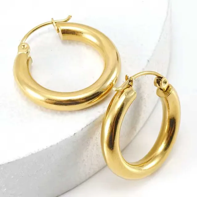 Women's earrings steel rings 2,3cm gold