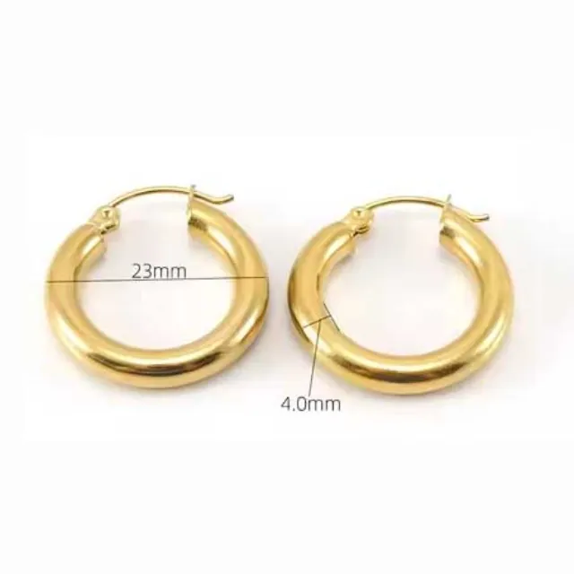 Women's earrings steel rings 2,3cm gold