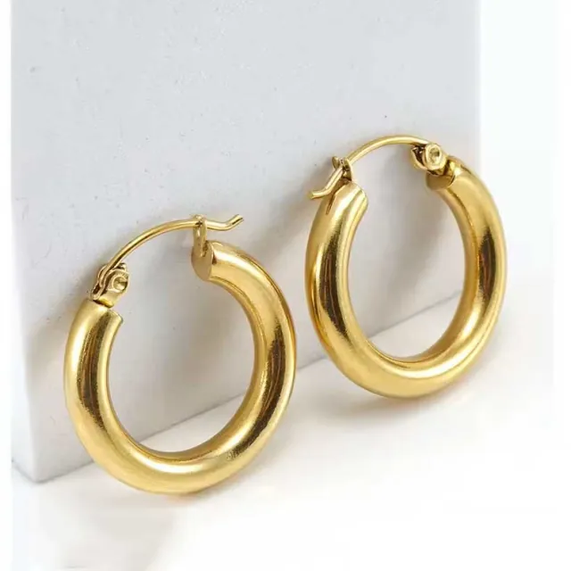 Women's earrings steel rings 2,3cm gold